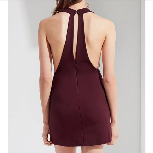 Urban Outfitters Wine Purple Cowl Neck Bodycon Mini Dress with Plunging Back XS - Picture 4 of 13